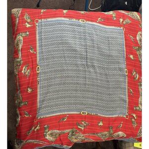 Jim Renoir Pheasant Red Blue Square Women’s Scarf 45”